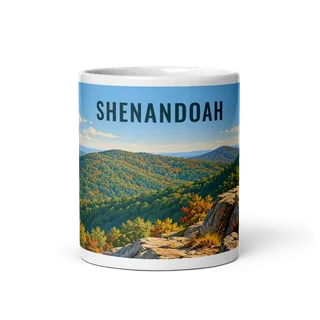 Shenandoah travel artwork on a ceramic mug, 11 oz