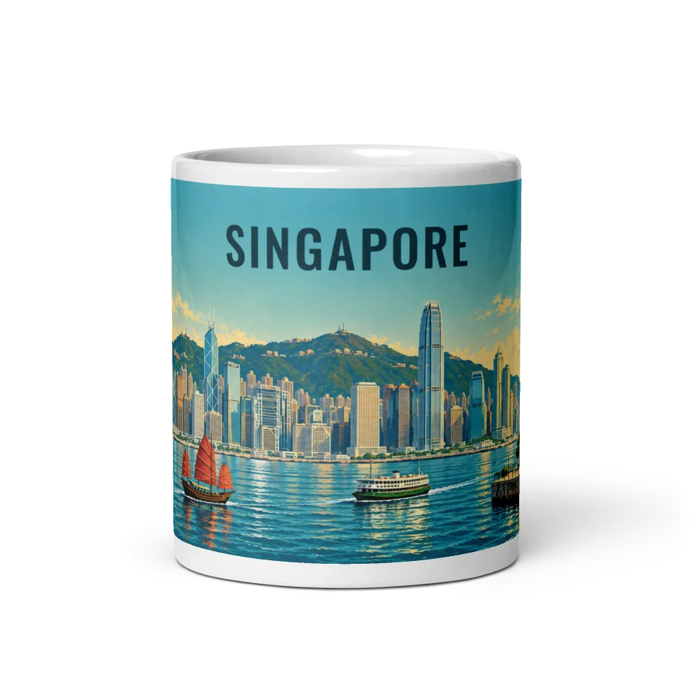 Singapore travel artwork on a ceramic mug, 11 oz