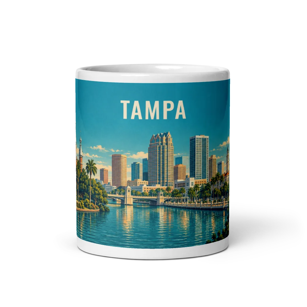 Tampa travel artwork on a ceramic mug, 11 oz