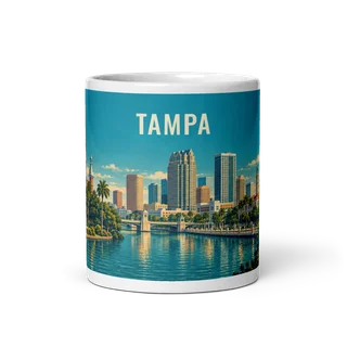 Tampa travel artwork on a ceramic mug, 11 oz