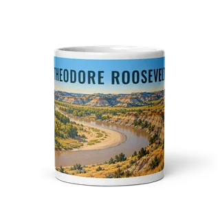 Theodore Roosevelt travel artwork on a ceramic mug, 11 oz