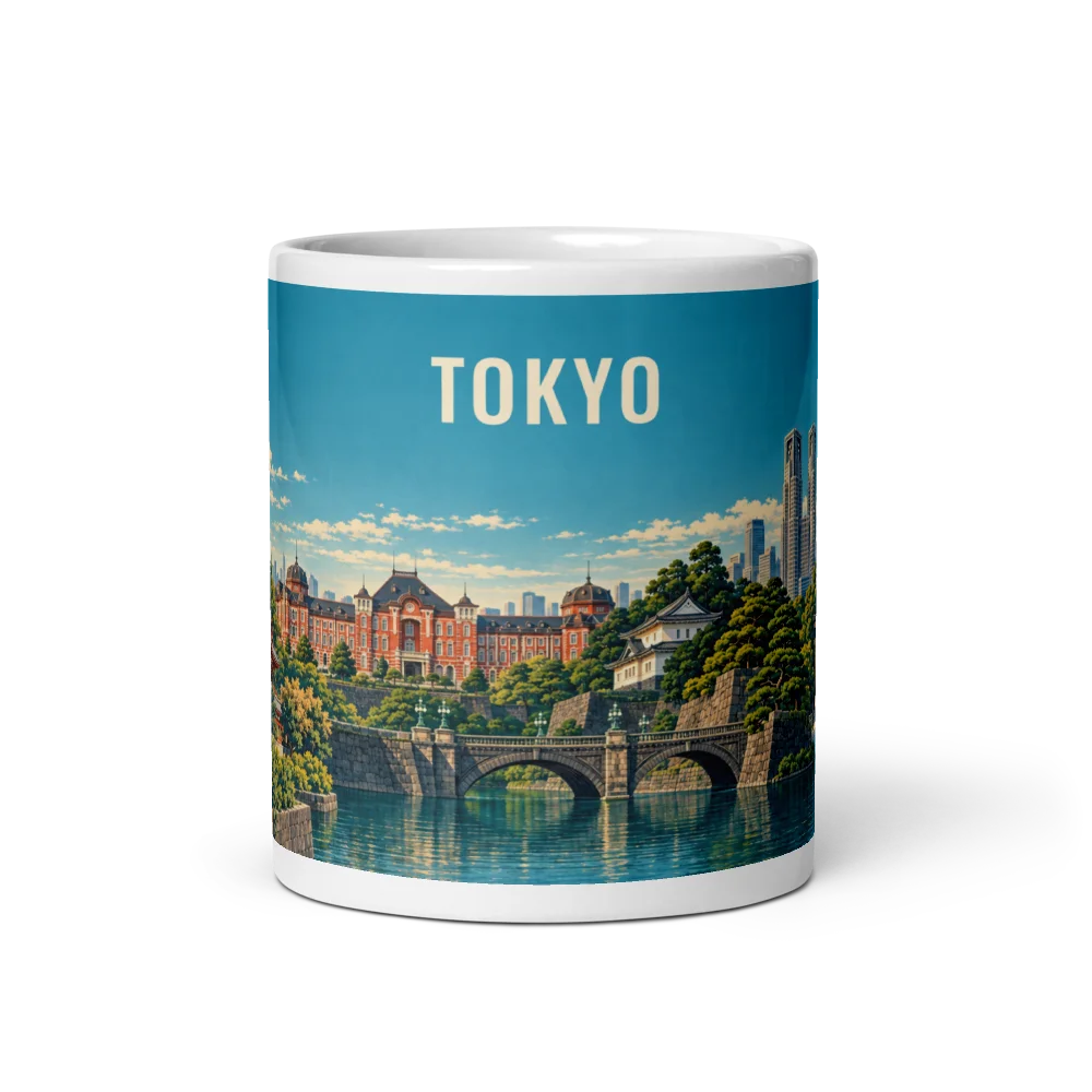 Tokyo travel artwork on a ceramic mug, 11 oz