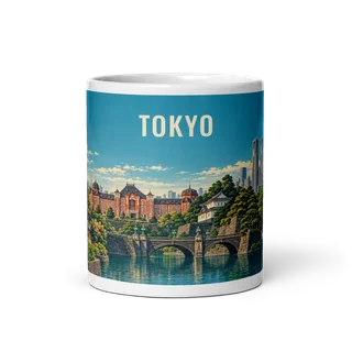 Tokyo travel artwork on a ceramic mug, 11 oz