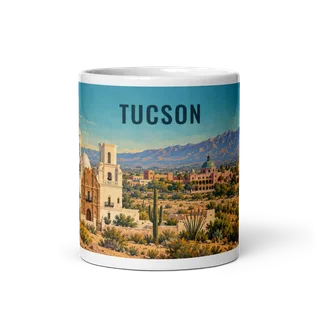 Tucson travel artwork on a ceramic mug, 11 oz