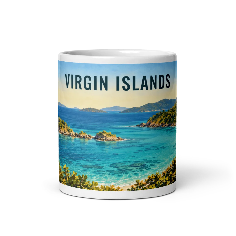 Virgin Islands travel artwork on a ceramic mug, 11 oz