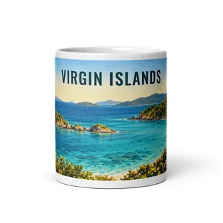Virgin Islands travel artwork on a ceramic mug, 11 oz