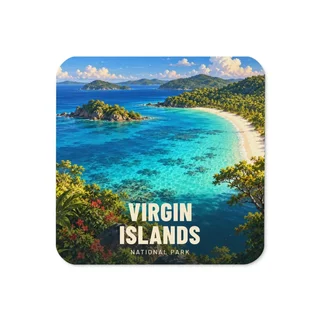 Virgin Islands travel artwork on a coaster