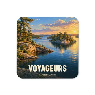 Voyageurs travel artwork on a coaster