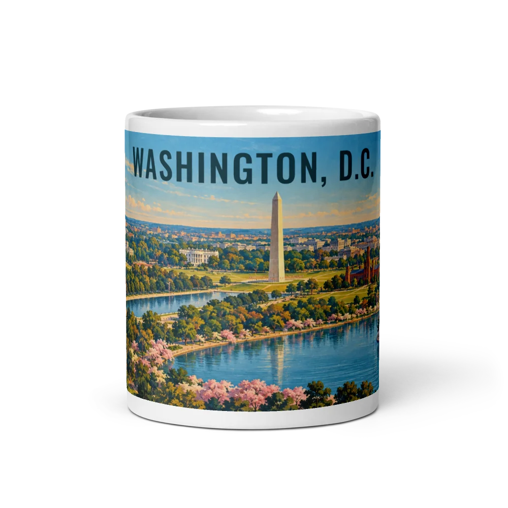 Washington, D.C. travel artwork on a ceramic mug, 11 oz
