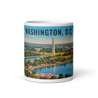 Washington, D.C. travel artwork on a ceramic mug, 11 oz