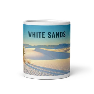 White Sands travel artwork on a ceramic mug, 11 oz