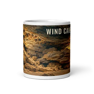 Wind Cave travel artwork on a ceramic mug, 11 oz