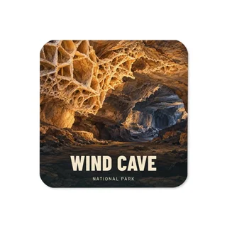 Wind Cave travel artwork on a coaster