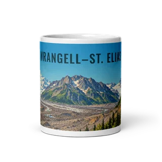 Wrangell–St. Elias travel artwork on a ceramic mug, 11 oz